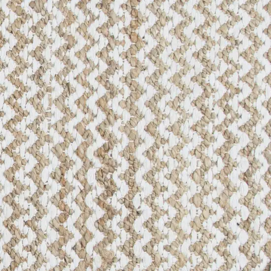 8' Natural And Beige Wool Chevron Hand Woven Area Rug Photo 5