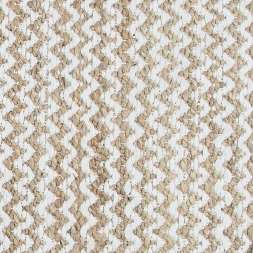 8' Natural And Beige Wool Chevron Hand Woven Area Rug Photo 5