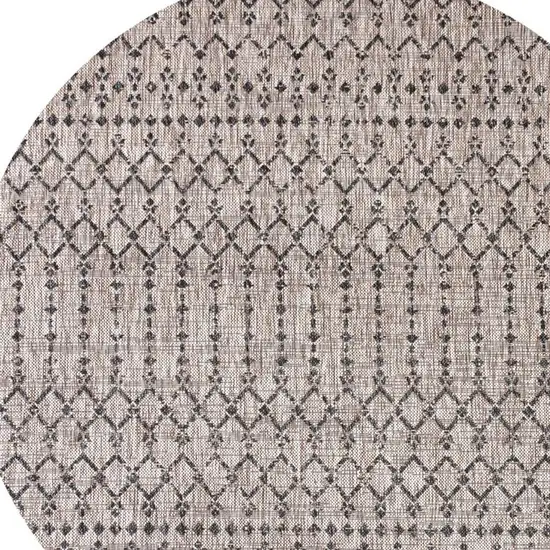 6' Natural And Black Round Trellis Indoor Outdoor Area Rug Photo 2