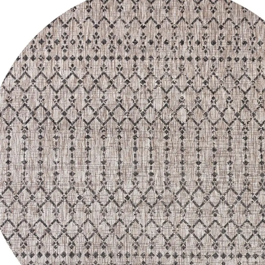 6' Natural And Black Round Trellis Indoor Outdoor Area Rug Photo 2