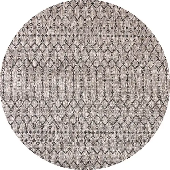 6' Natural And Black Round Trellis Indoor Outdoor Area Rug Photo 3