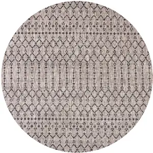 Photo of 6' Natural And Black Round Trellis Indoor Outdoor Area Rug