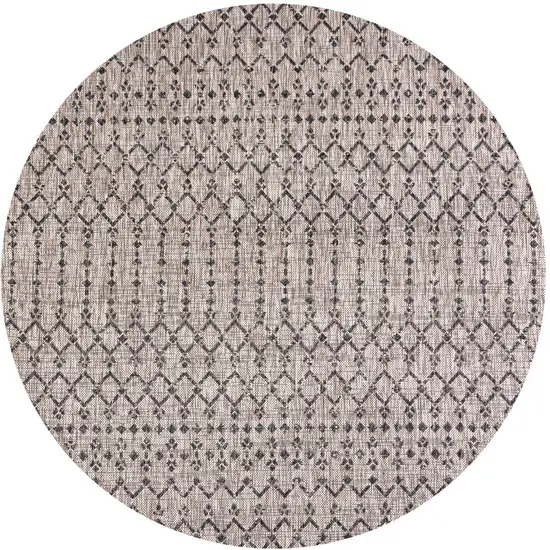 9' Natural And Black Round Trellis Indoor Outdoor Area Rug Photo 2
