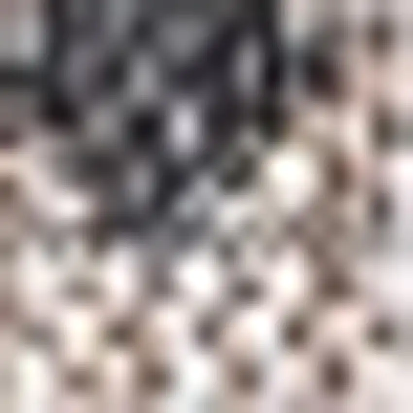 6' Natural And Black Square Trellis Indoor Outdoor Area Rug Photo 2