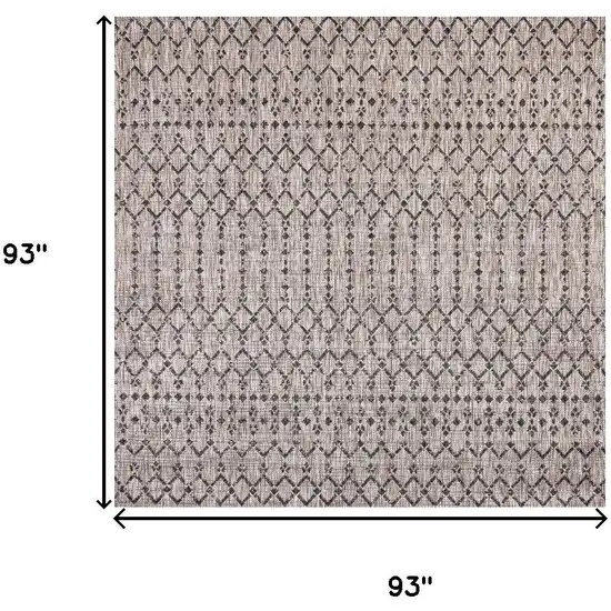 8' Natural And Black Square Trellis Indoor Outdoor Area Rug Photo 7