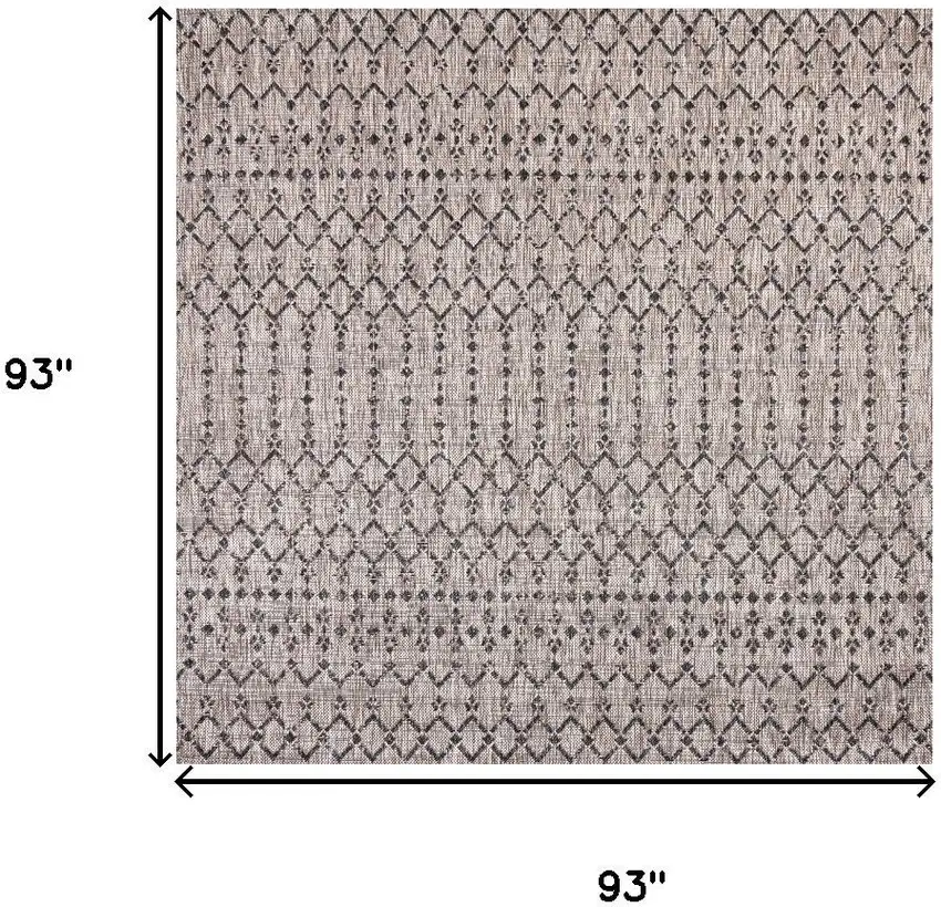 8' Natural And Black Square Trellis Indoor Outdoor Area Rug Photo 7