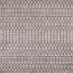 Photo of 8' Natural And Black Square Trellis Indoor Outdoor Area Rug