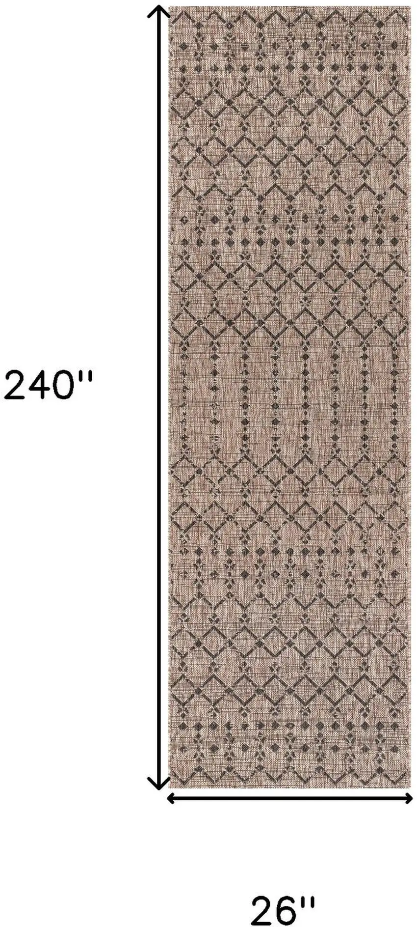 20' Natural And Black Trellis Indoor Outdoor Runner Rug Photo 7