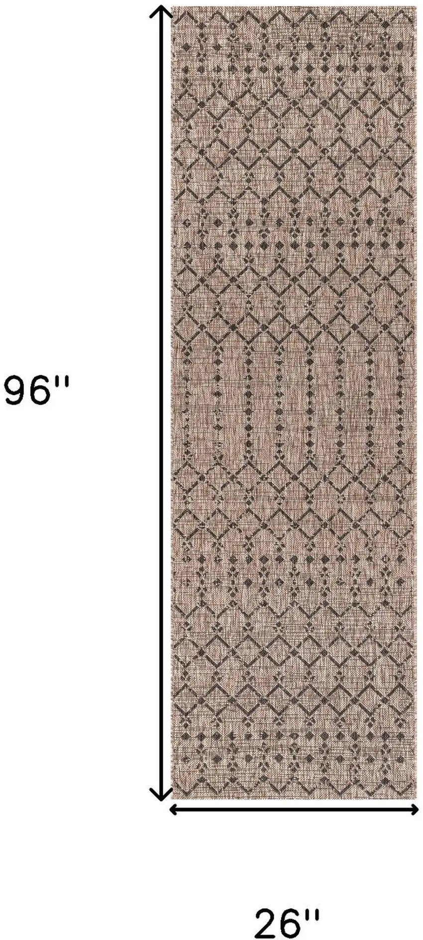 8' Natural And Black Trellis Indoor Outdoor Runner Rug Photo 5