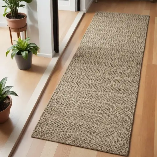 6' Natural Jute Abstract Hand Woven Area Rug Photo 1