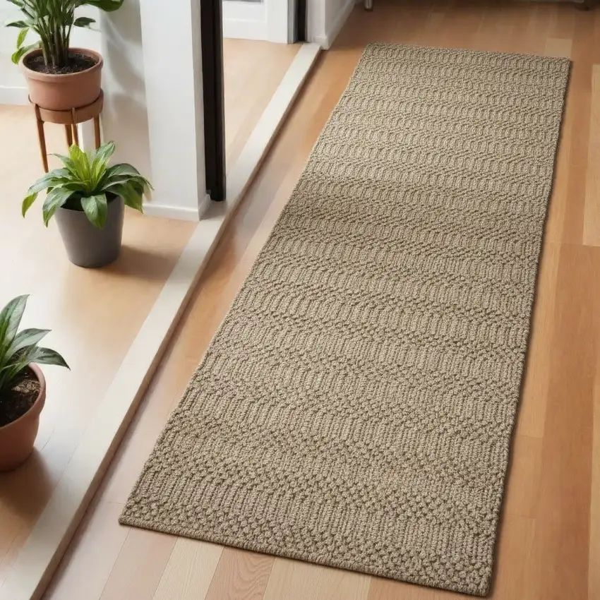 6' Natural Jute Abstract Hand Woven Area Rug Photo 1