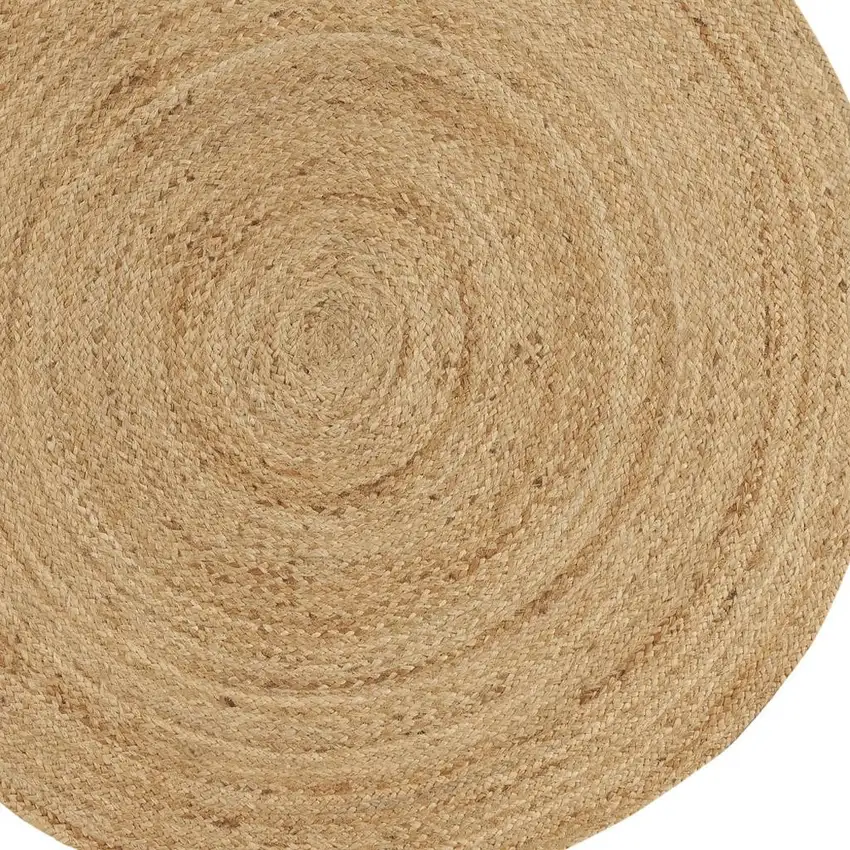 4' Natural Jute Flatweave Handmade Round Rug Photo 2
