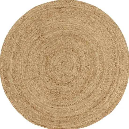4' Natural Jute Flatweave Handmade Round Rug Photo 3