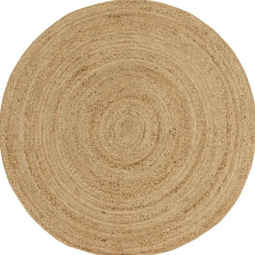 4' Natural Jute Flatweave Handmade Round Rug Photo 3