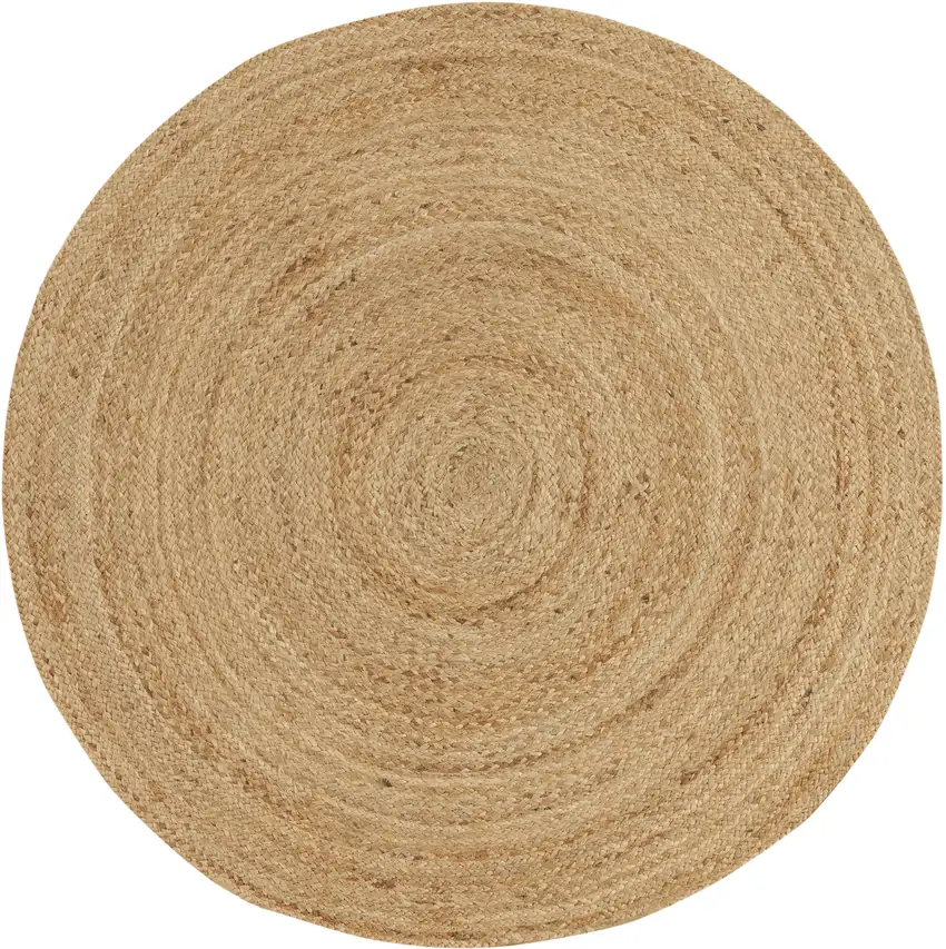 5' Natural Jute Flatweave Handmade Round Rug Photo 4