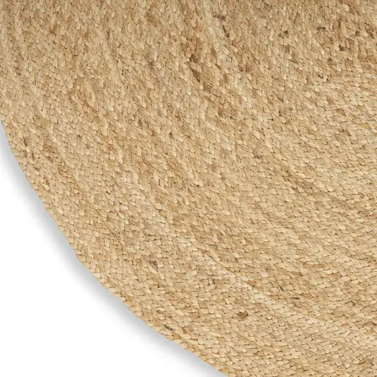 5' Natural Jute Flatweave Handmade Round Rug Photo 9