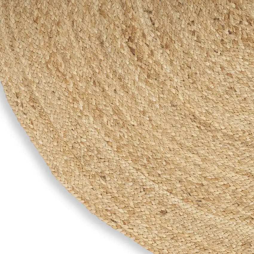 5' Natural Jute Flatweave Handmade Round Rug Photo 9