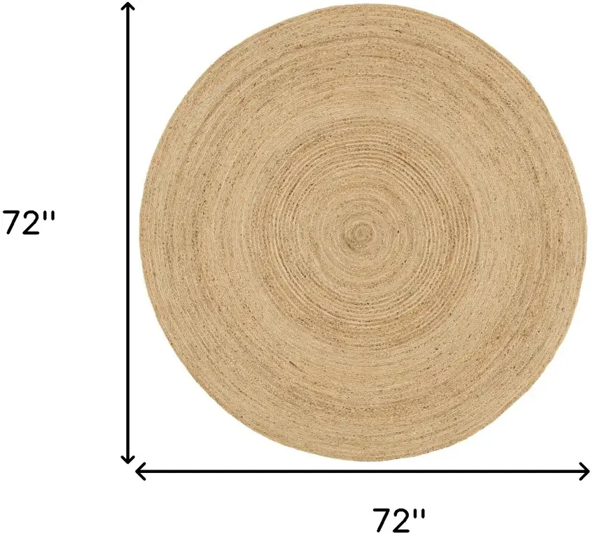 6' Natural Jute Flatweave Handmade Round Rug Photo 3