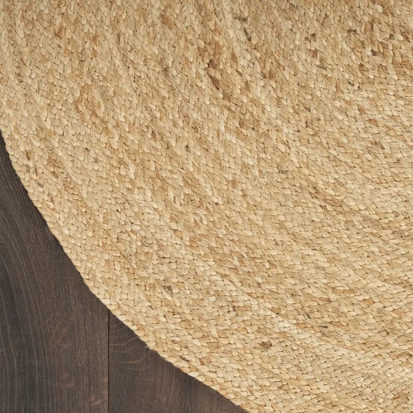 6' Natural Jute Flatweave Handmade Round Rug Photo 7