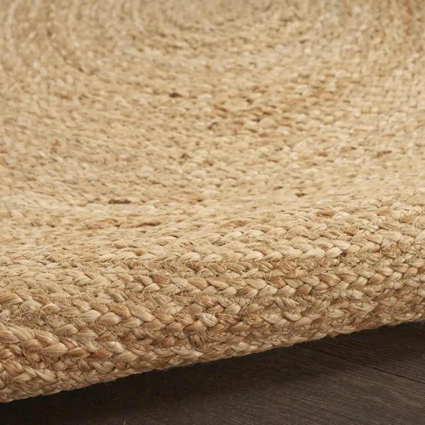 8' Natural Jute Flatweave Handmade Round Rug Photo 9