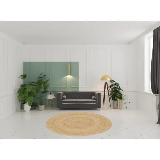 8' Natural Jute Flatweave Handmade Round Rug Photo 1