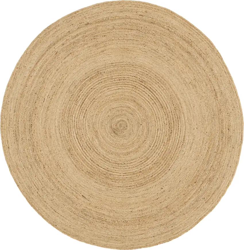 8' Natural Jute Flatweave Handmade Round Rug Photo 4
