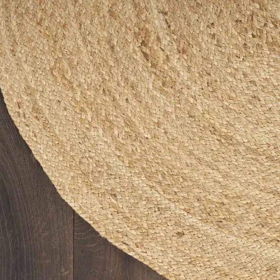 8' Natural Jute Flatweave Handmade Round Rug Photo 7
