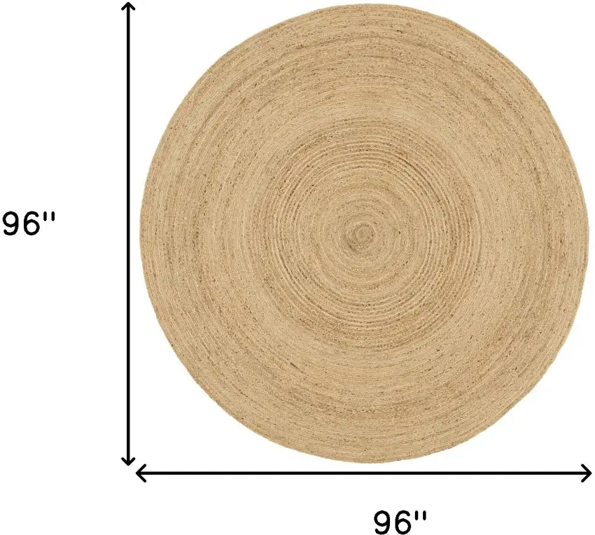 8' Natural Jute Flatweave Handmade Round Rug Photo 3