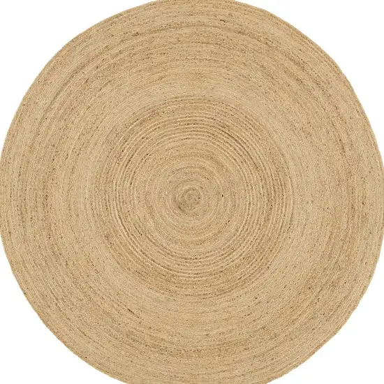 8' Natural Jute Flatweave Handmade Round Rug Photo 2