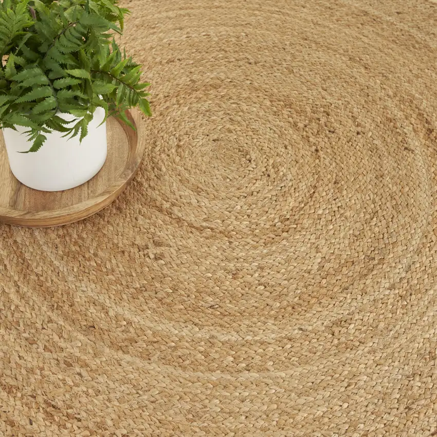 3' Natural Jute Flatweave Handmade Round Rug Photo 9