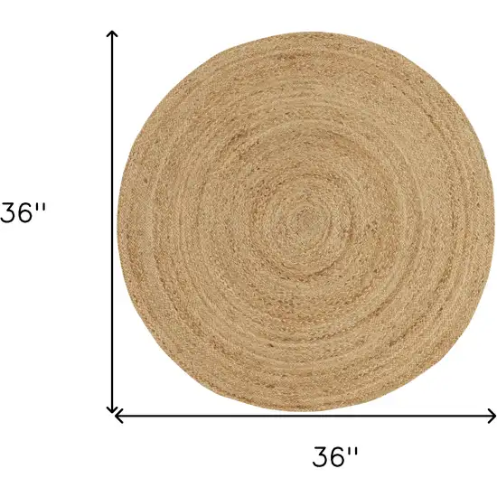 3' Natural Jute Flatweave Handmade Round Rug Photo 3