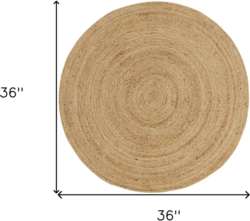 3' Natural Jute Flatweave Handmade Round Rug Photo 3