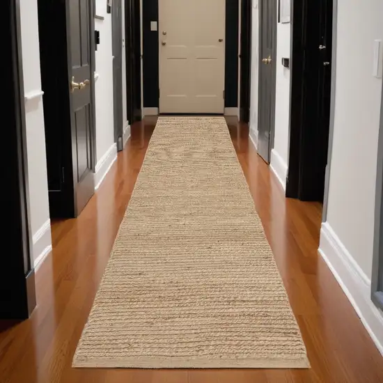 10' Natural Jute Flatweave Handmade Runner Rug Photo 1