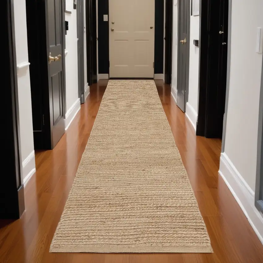 10' Natural Jute Flatweave Handmade Runner Rug Photo 1
