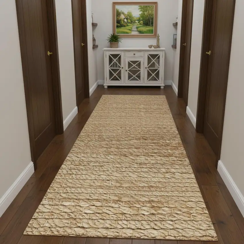 10' Natural Jute Flatweave Handmade Runner Rug Photo 1