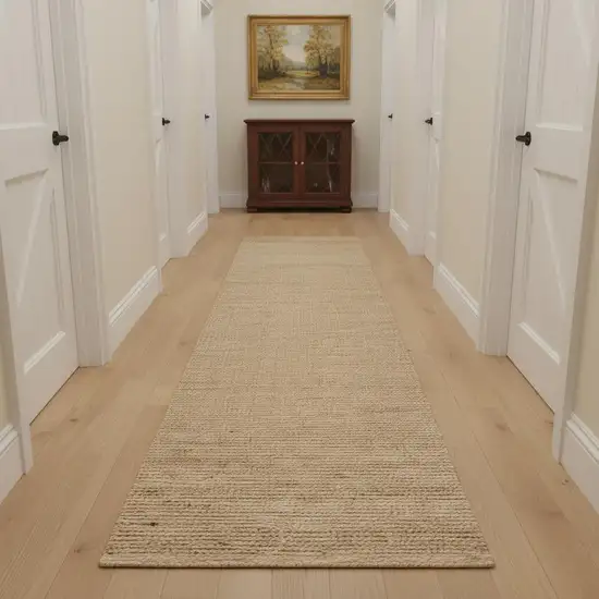 12' Natural Jute Flatweave Handmade Runner Rug Photo 1