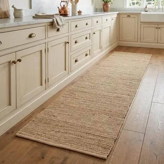 8' Natural Jute Flatweave Handmade Runner Rug Photo 1