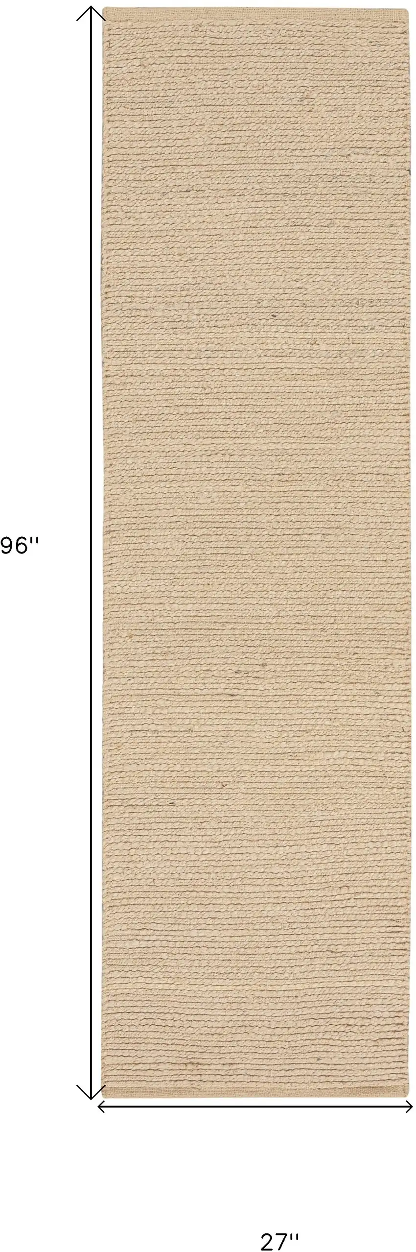8' Natural Jute Flatweave Handmade Runner Rug Photo 3
