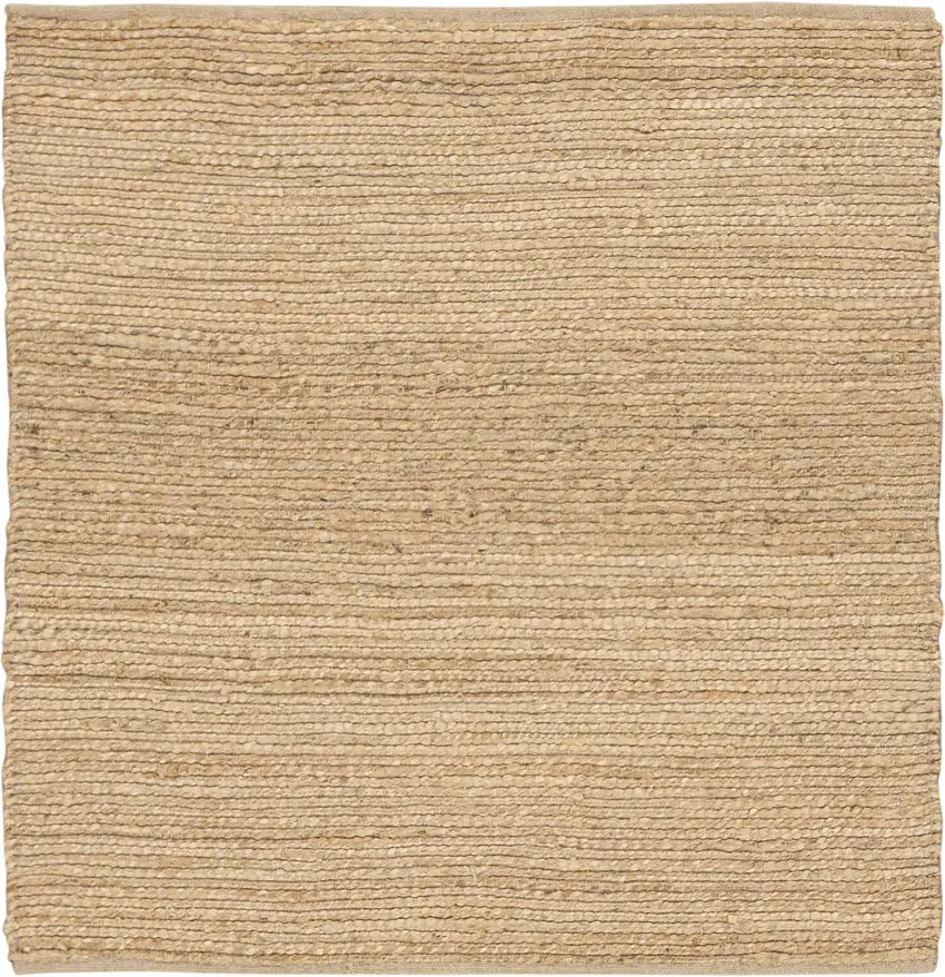4' Natural Jute Flatweave Handmade Square Rug Photo 9