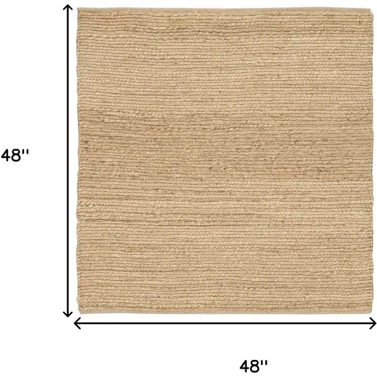 4' Natural Jute Flatweave Handmade Square Rug Photo 2