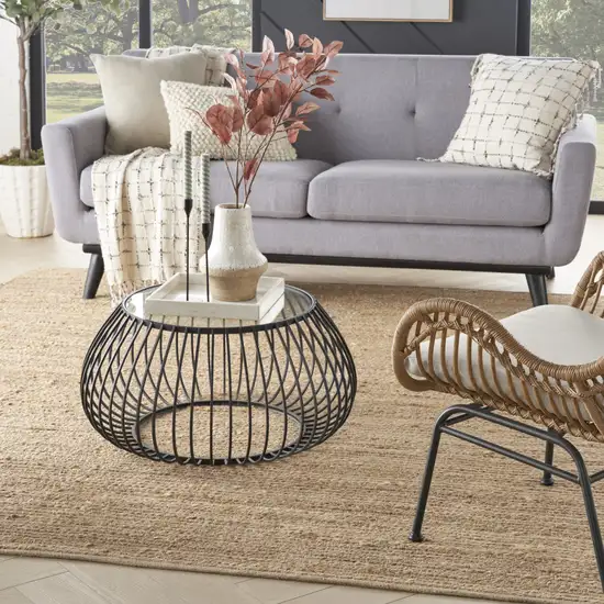 8' Natural Jute Flatweave Handmade Square Rug Photo 4