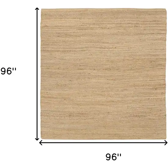 8' Natural Jute Flatweave Handmade Square Rug Photo 2