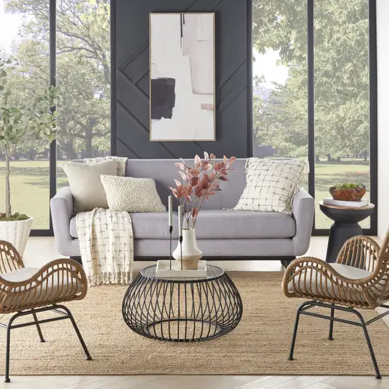 8' Natural Jute Flatweave Handmade Square Rug Photo 6