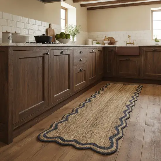 8' Natural Jute Hand Braided Runner Rug Photo 1