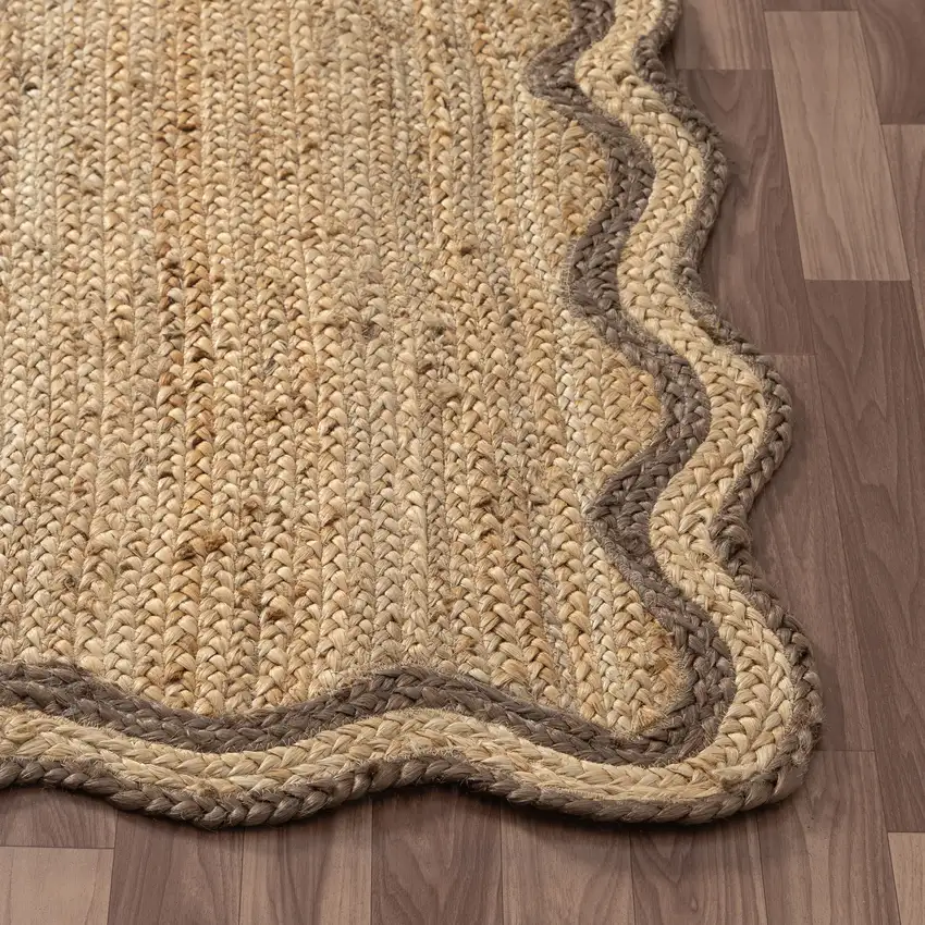 8' Natural Jute Hand Braided Runner Rug Photo 7