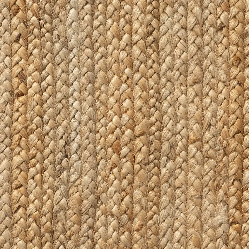 8' Natural Jute Hand Braided Runner Rug Photo 9