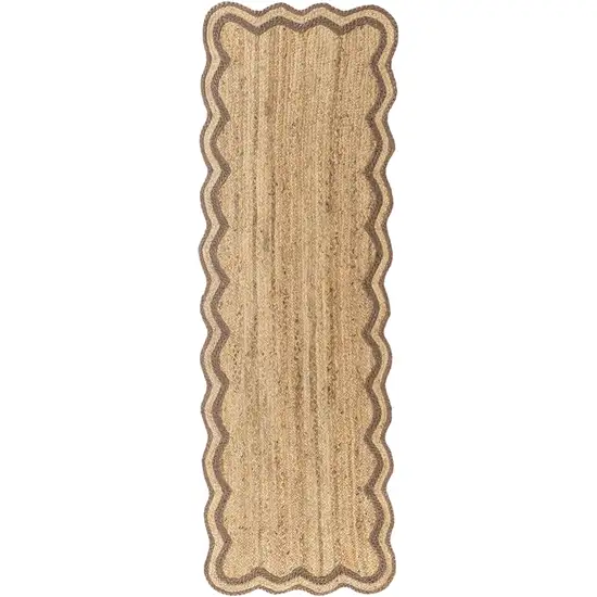 8' Natural Jute Hand Braided Runner Rug Photo 2