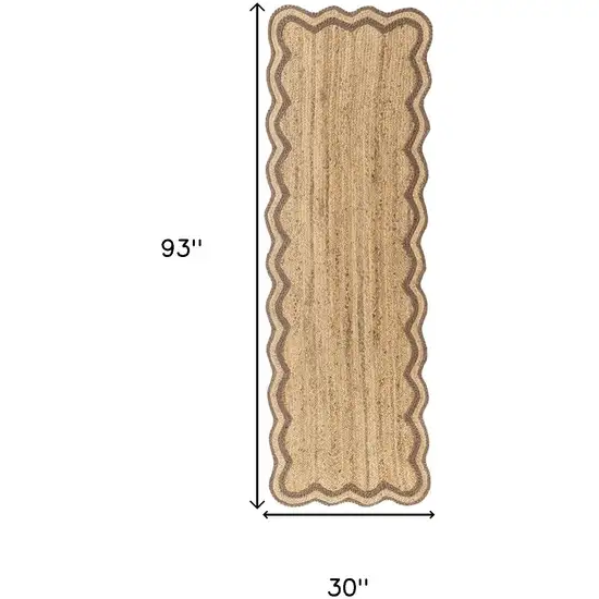 8' Natural Jute Hand Braided Runner Rug Photo 3