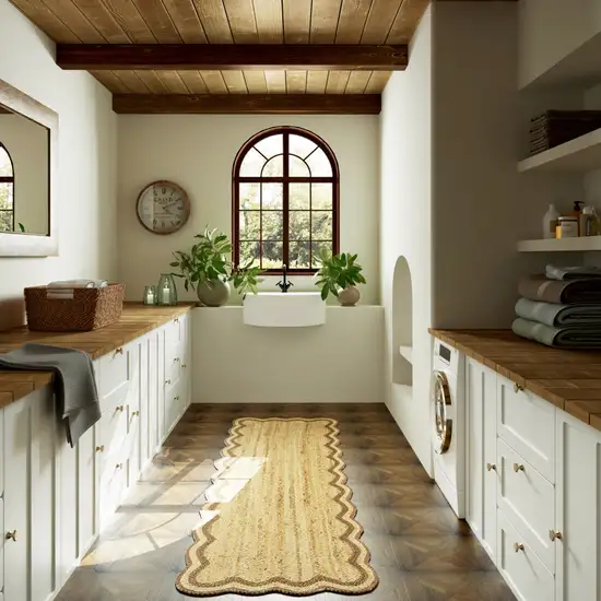 8' Natural Jute Hand Braided Runner Rug Photo 4