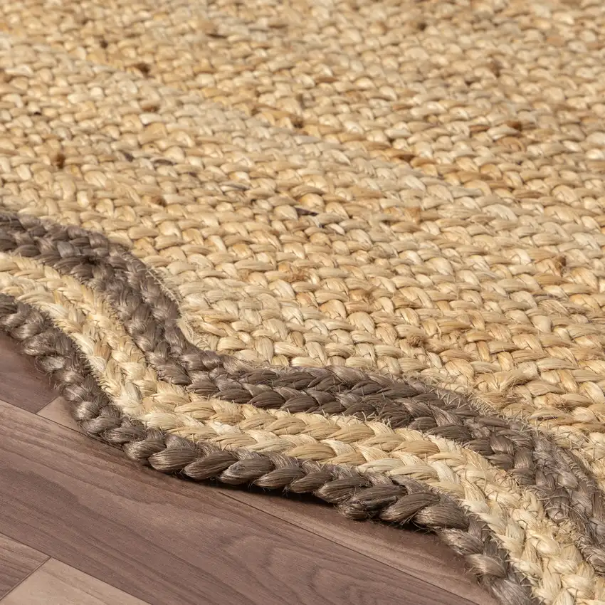 8' Natural Jute Hand Braided Runner Rug Photo 5